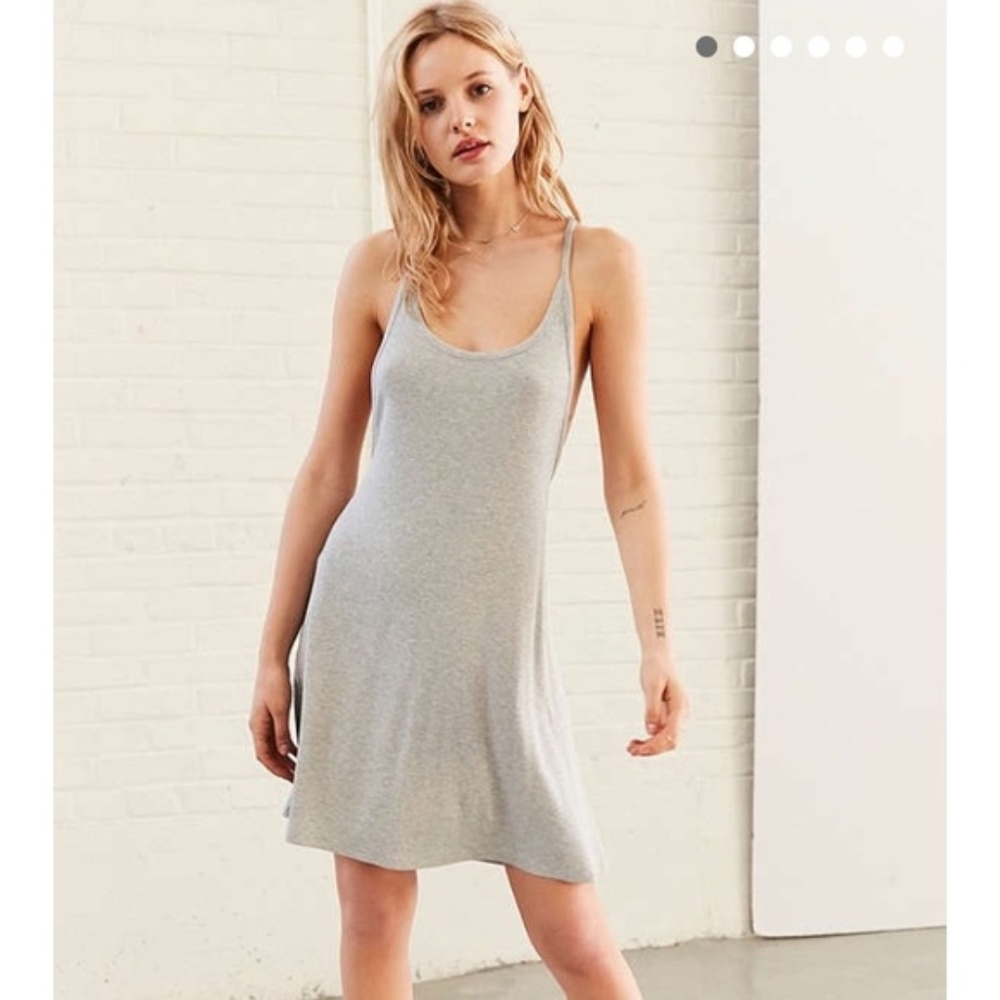 Grey Ribbed Racerback Tank Dress - Picture 1 of 15